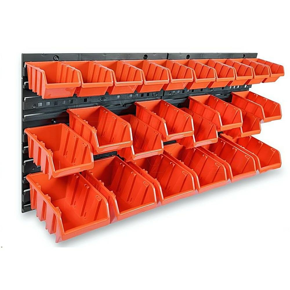PROSPERPLAST TABLICA WARSZTATOWA Z KUWETAMI CZARNA 80x40cm 2szt + 24 POJEMNIKów NTBNP2 CZERWONA