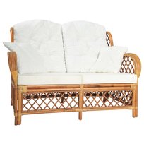 Prosta sofa 2-osobowa rattanowa, 125x80x90 cm, jas / AAALOE