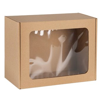 Prostokątne pudełko fasonowe z okienkiem, pudełko prezentowe 25x20x10 cm x1 - sarcia.eu