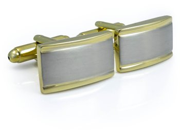 Prostokątne srebrno-złote spinki do mankietów N98 - Modini