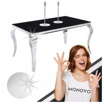 Prostokątny Stół Obiadowy 90x150 do Jadalni Szklany Chromowany Czerń SILVIA