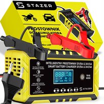 Prostownik Do Akumulatorów Samochodowy Automatyczny Funkcja Naprawy 12V 24V Stazer