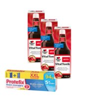 Protefix® Krem mocujący XXL 94 g + 3x Doppelherz® aktiv Vital Tonik, Płyn 3x1000ml ZESTAW