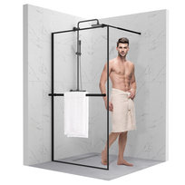 Prysznicowa Szyba Walk-In Czarna Wieszak Na Ręcznik 140X195 Sevante Bromo
