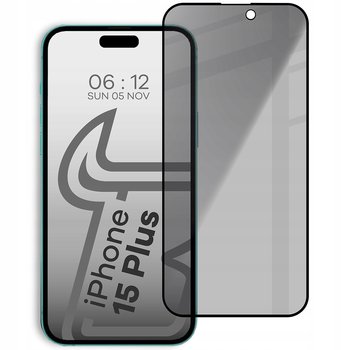 Prywatyzujące szkło hartowane Bizon Glass Edge Shadow do iPhone 15 Pro Max, przyciemniane z czarną ramką - Bizon