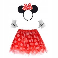 Przebranie Strój Myszka Minnie R.Uniw. 3Elem. Miki Rękawiczki Opaska