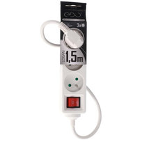 Przedłużacz domowy przenośny LOGAN White 3-krotny z uziemieniem 1,5m z włącznikiem EDO777560