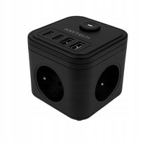 Przedłużacz Kostka Zasilająca Usb C Czarna 3X Gniazda Smart Listwa 4X Usb Anytech
