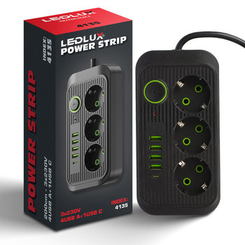 PRZEDŁUŻACZ listwa 2m 3 gniazda + 5x USB - LEDLUX