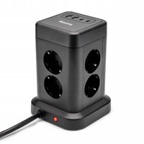 Przedłużacz listwa antyprzepięciowa Huslog 1,7 m 8 szt. gniazd czarny