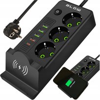 PRZEDŁUŻACZ LISTWA ZASILAJĄCA WŁĄCZNIK 4x USB 3 GNIAZDA 3m TYP-C INDUKCYJNA Blow