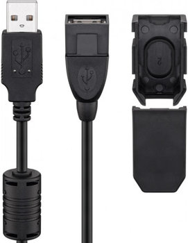 Przedłużacz USB 2.0 Hi-Speed z klipsem zabezpieczającym, Czarny - Długość kabla 2 m - Inny producent