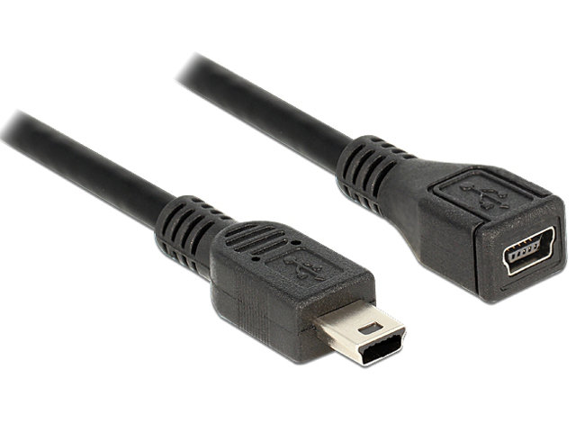 Zdjęcia - Kabel Delock Przedłużacz USB mini m/f, , 1m, czarny 