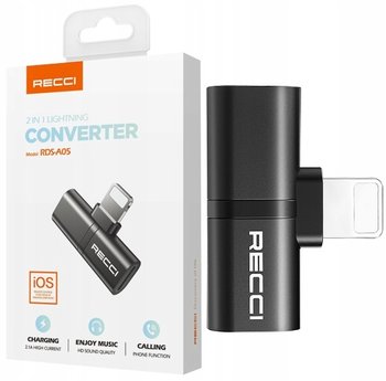 PRZEJŚCIÓWKA ADAPTER AUDIO SŁUCHAWEK 2x LIGHTNING DO IPHONE 2.1A RECCI - Recci
