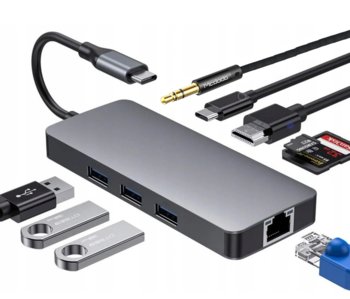 PRZEJŚCIÓWKA ADAPTER HUB USB-C HDMI USB-A SD GIGABIT RJ45 DO MACBOOK M1 M2 - Co2