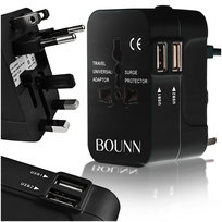 PRZEJŚCIÓWKA WTYCZKA ANGIELSKA POLSKA ADAPTER DO GNIAZDKA EU UK USA 2x USB NA PODRÓŻY Bounn