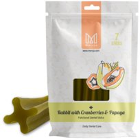 Przekąska stomatologiczna dla psów Mersjo Dental Sticks - królik z papają i żurawiną (7 sticków)