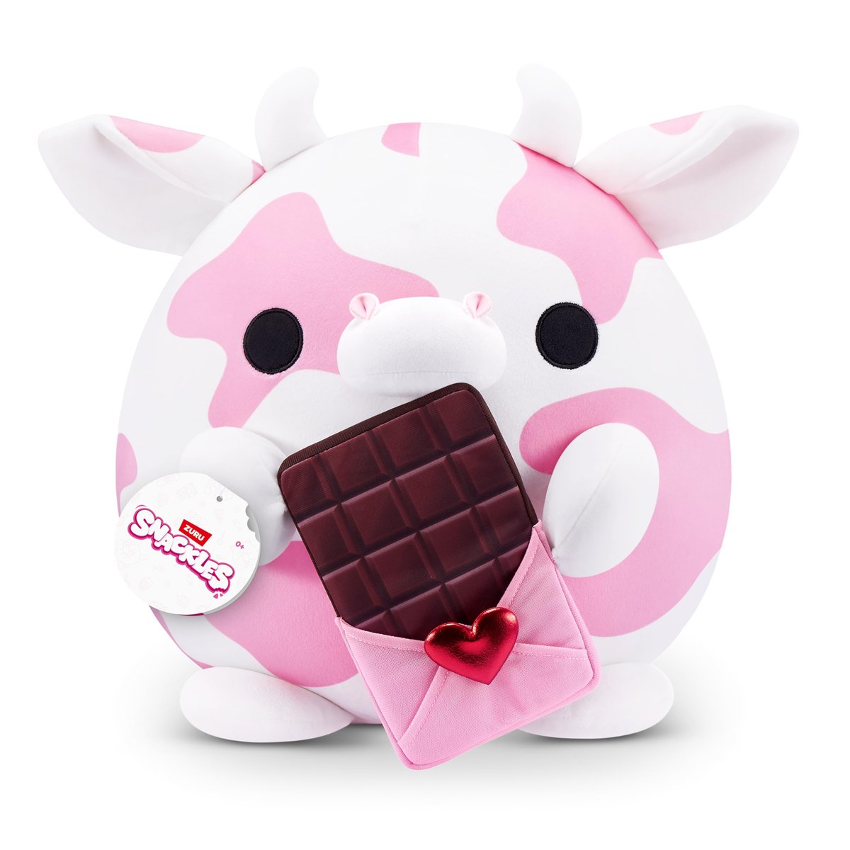 ZURU Snackles Zuru Snackles Przekąski Valentines, Cow, 35 Cm Snackle By Zuru Cuddly Squishy Comfort Plush With License Snack Brand Accessory, Prezenty Na Walentynki (Cow, Czeko..