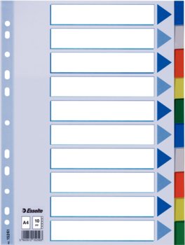 Przekładki Plastikowe 10 Kartek Esselte Pp A4 Kolorowe - Esselte
