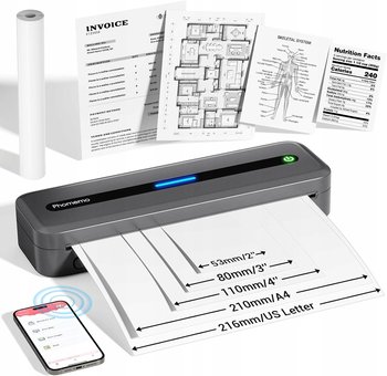 Przenośna Drukarka Termiczna A4 Bez Tuszu Buetooth Ios/android / Phomemo / M832 / Szary - Phomemo