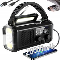 PRZENOŚNE RADIO BUDOWLANE 20000mAh AWARYJNE SOLARNE POGODOWE KOMPAS LATARKA