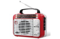 Przenośne radio z anteną teleskopową Audiocrazy srebrne białe