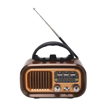 Przenośny głośnik radiowy w stylu vintage, 3-pasmowy, wielofunkcyjny, Bluetooth AM FM, do użytku wewnątrz i na zewnątrz, w stylu stołowym - No name