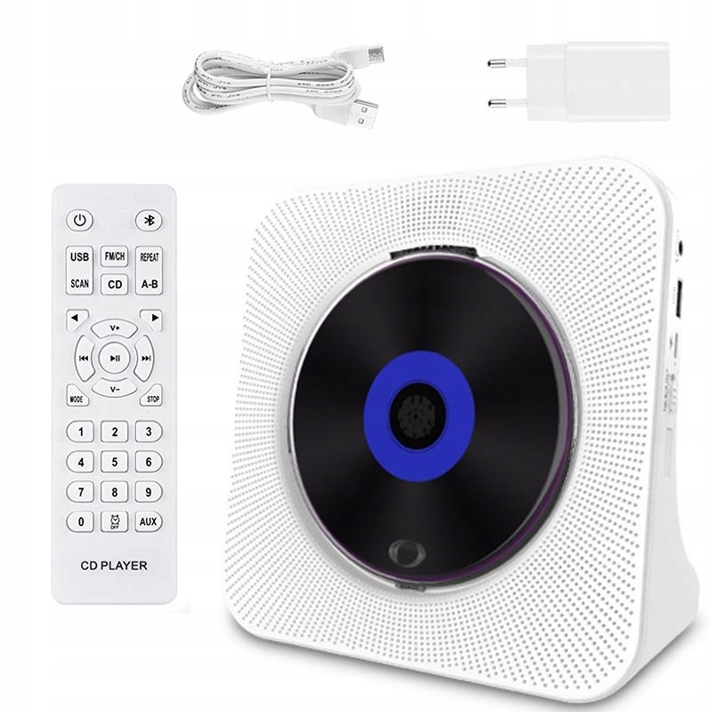 PRZENOŚNY ODTWARZACZ CD Z PŁYTĄ MUZYCZNĄ BLUETOOTH BIAŁY - Inna marka ...