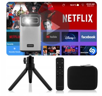 Przenośny Projektor Rzutnik 4K FOCUS KEYSTONE 9.0 200” + PILOT ETUI STATYW - Overmax