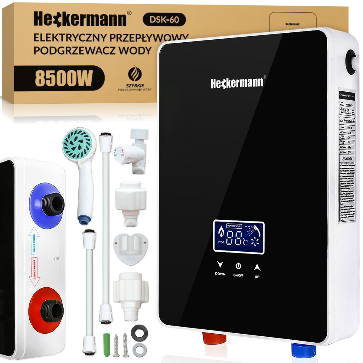プレーヤー TMY WDV-60SW Przepływowy elektryczny podgrzewacz wody Heckermann DSK-60 8
