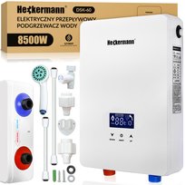 Przepływowy elektryczny podgrzewacz wody Heckermann DSK-60 8,5kW Biały