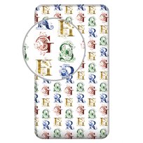 Prześcieradło 90x200 z gumką dziecięce do pojedynczego łóżka Potter Litery