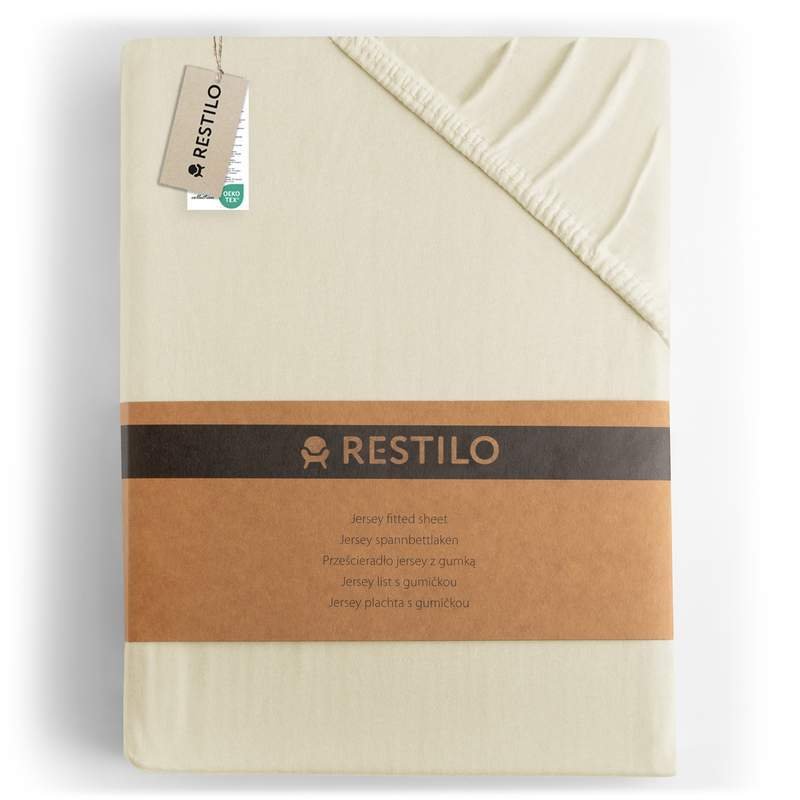 Prześcieradło AMBER kolor beżowy styl klasyczny materiał jersey 80-90x200 RESTILO