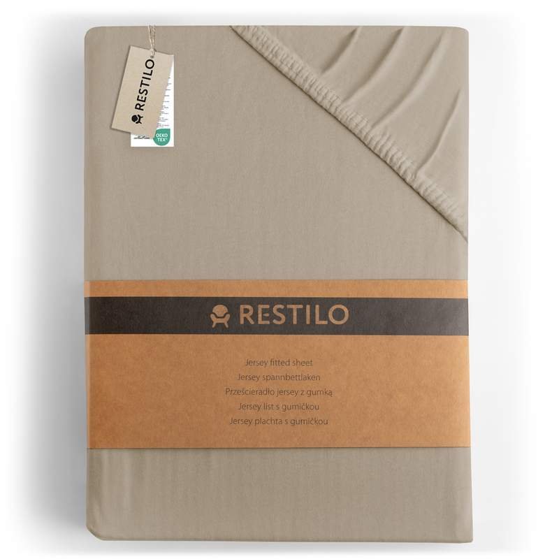 Prześcieradło AMBER kolor cappuccino styl klasyczny materiał jersey 200-220x200 RESTILO