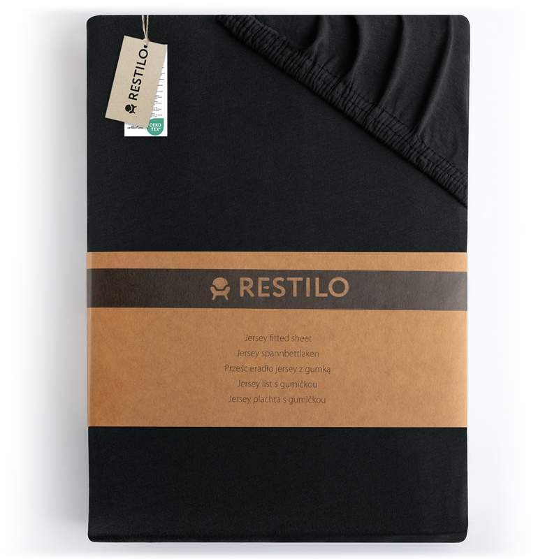 Prześcieradło AMBER kolor czarny styl klasyczny materiał jersey 160-180x200 RESTILO