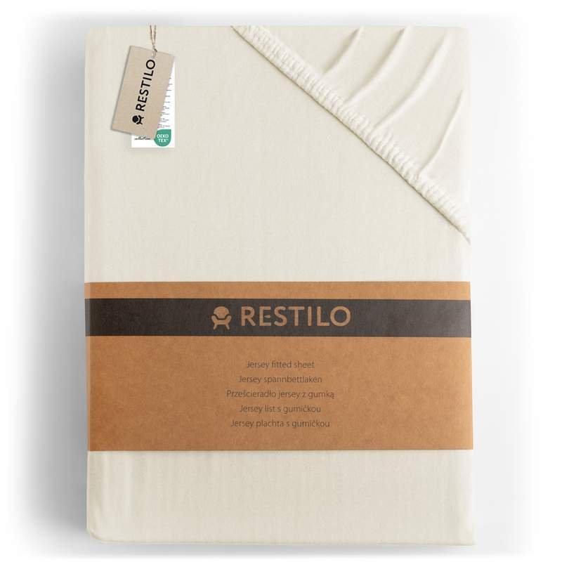 Prześcieradło AMBER kolor kremowy styl klasyczny materiał jersey 180-200x200 RESTILO