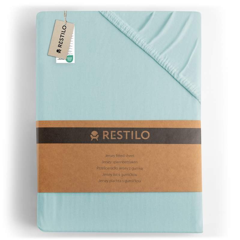 Prześcieradło AMBER kolor miętowy styl klasyczny materiał jersey 120-140x200 RESTILO