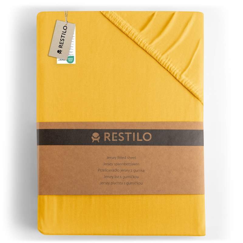 Prześcieradło AMBER kolor żółty styl klasyczny materiał jersey 220-240x220 RESTILO