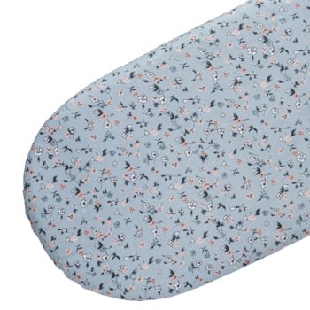Prześcieradło bawełniane do kosza mojżesza / gondoli z gumką-  NIEBIESKIE W KWIATY - Like Moses