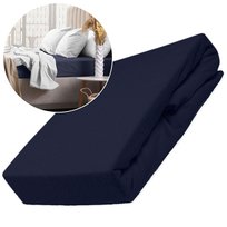 Prześcieradło bawełniane frotte z gumką, 200x220 cm, ciemny granat