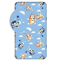 Prześcieradło bawełniane z gumką 90x200 Bluey niebieskie dla dzieci