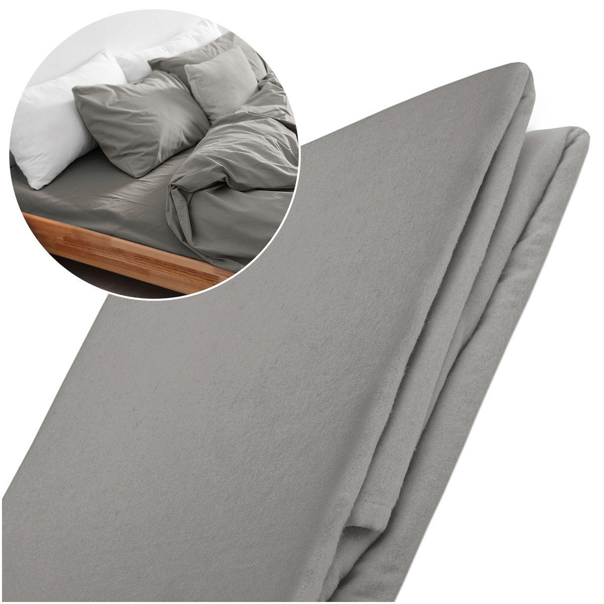 Prześcieradło flanela z gumką 90x200 cm Darymex, 100% bawełna, flanelowe, kolor szary