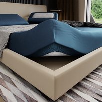 Prześcieradło z gumką 120x200, satyna bawełniana, granatowe, Pan Materac