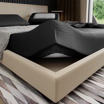 Prześcieradło z gumką 140x200, satyna bawełniana, czarne, Pan Materac