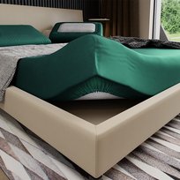 Prześcieradło z gumką 140x200, satyna bawełniana, zielone, Pan Materac