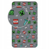 PRZEŚCIERADŁO Z GUMKA 90x200 MINECRAFT 100% BAWEŁNA 25cm ZAKŁADKI CREEPER