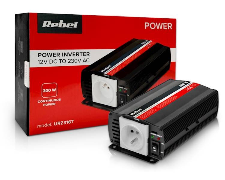PRZETWORNICA SAMOCHODOWA | 12V - 230V | 300W | REBEL URZ3167