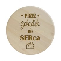 Przez żołądek do SERca - drewniana deska obrotowa z grawerem