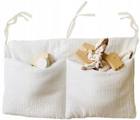 Przybornik Do Łóżeczka Organizer Na Łóżko Dziecka Materiałowy Biały