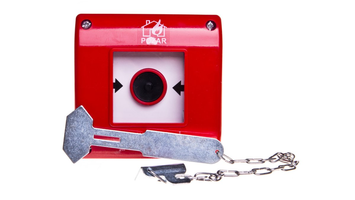 Zdjęcia - Włącznik Przycisk przeciwpożarowy natynkowy 1Z czerwony z młotkiem OP1-W01-A10-M
